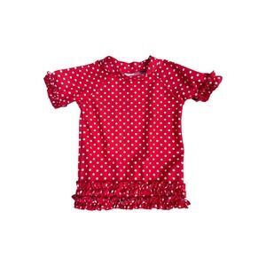 Ruffle Butts Red White Polka Dot Rash Guard Swim‎ Top Short Sleeve Girls 4T